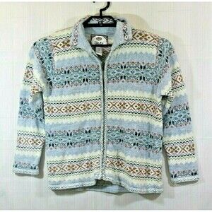 Tiara International Aztec Cardigan Vintage Full Zip Southwestern Sweater Size M